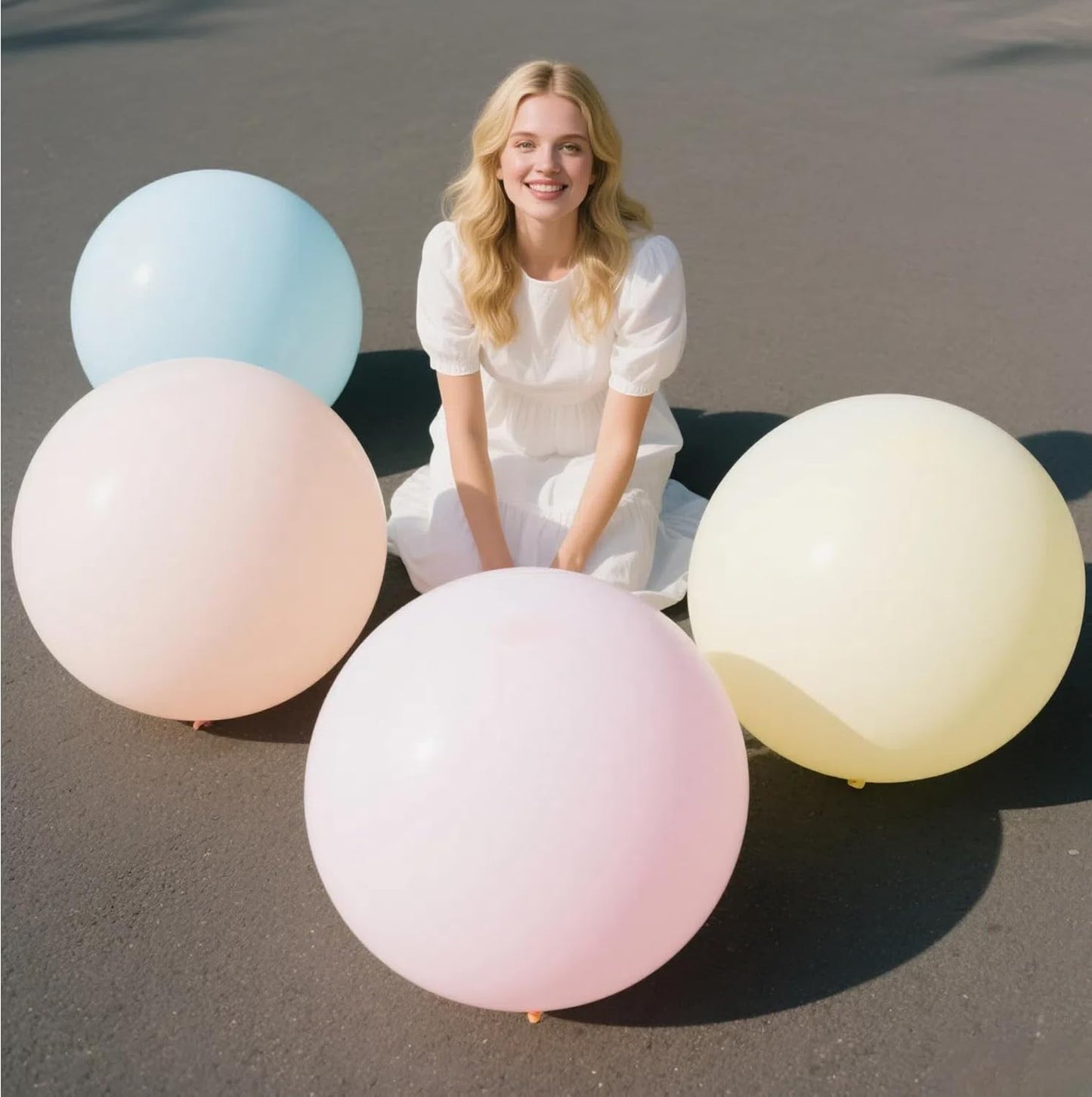 Giant Heavy-Duty 36-Inch Balloons - Latex/Vinyl Material, Rainbow/Multicolor/Soft Color Scheme, 10-Pack Bulk Round Water Balloons, Ideal for Parties, Weddings, and Outdoor Decorations