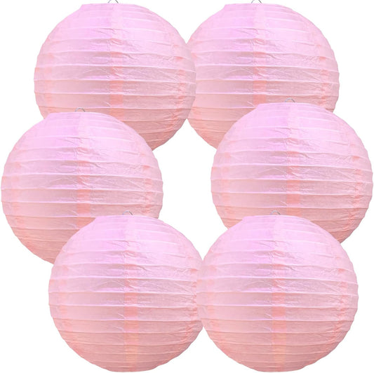 BEISHIDA 6-Inch Pink Round Paper Lanterns Hanging Decorative Chinese Paper Lanterns Lamp for Valentine Birthday Wedding Party Decoration and Baby Bridal Shower（6 Packs）
