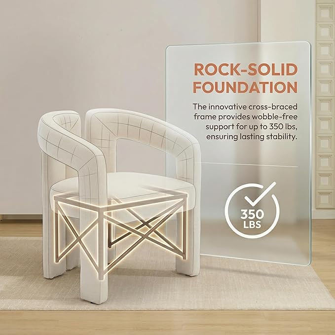 Hyfirm Upholstered Linen Barrel Dining Chair Set of 2, Modern Accent Kitchen - Image 7