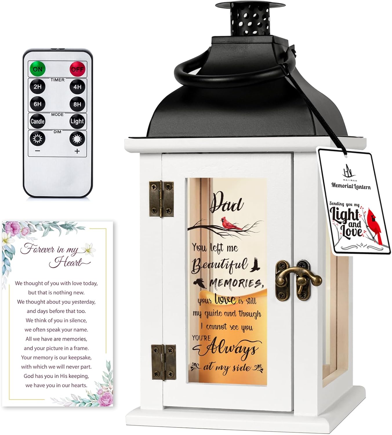 Memorial Lantern - Bereavement Sympathy Gifts for Loss of Loved One Memorial Gifts for Loss of Father Remembrance Gifts Thoughtful Funeral Gifts for Loss of Dad with LED Candle and Remote