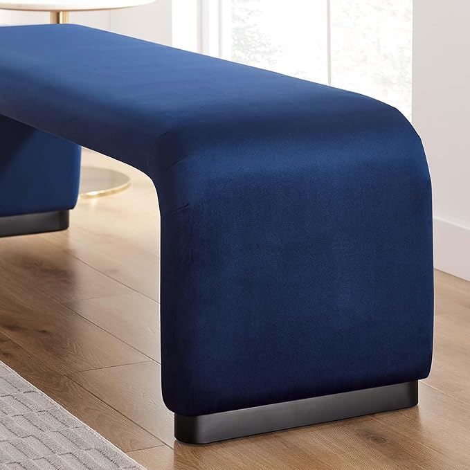 Modway EEI-6734-BLK-MID Koda Performance Velvet Waterfall Long Bench - Image 2