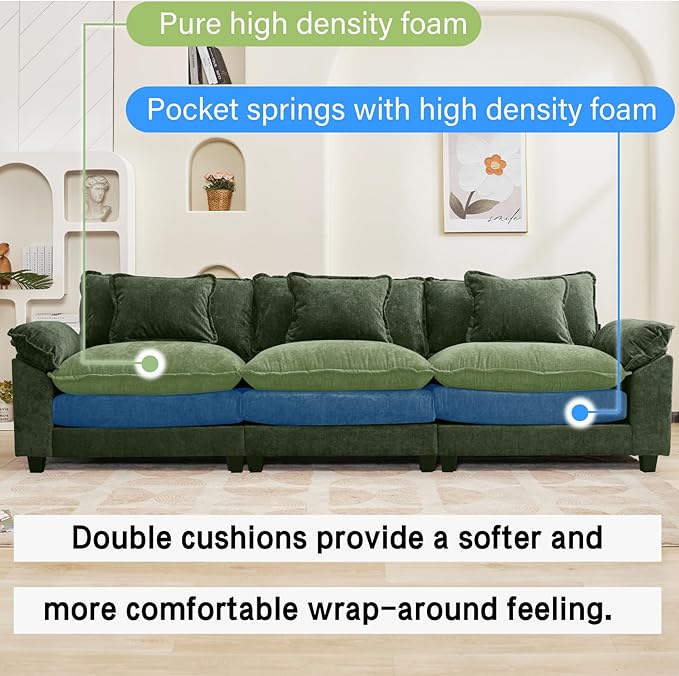 Oprisen 120" Modular Sectional Sofa, Comfy Cloud Couch Sectional, Chenille Sofa - Image 3