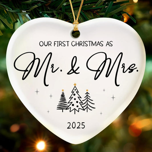 Wedding Gifts for Couples 2025,First Christmas Married Ornament 2025 Mr and Mrs Gifts,Bridal Shower Gift,Just Married Gift for Newlywed Couple Bride