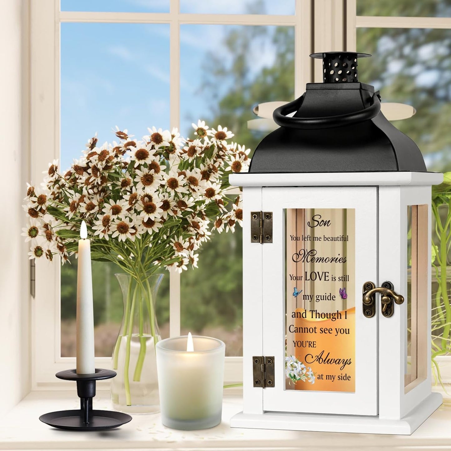 Memorial Lantern for Loss of Son in Memory of Son Bereavement Gifts Loss of Son Sympathy Gift for Mother Remembrance Gifts Memorial Gifts with LED Candle