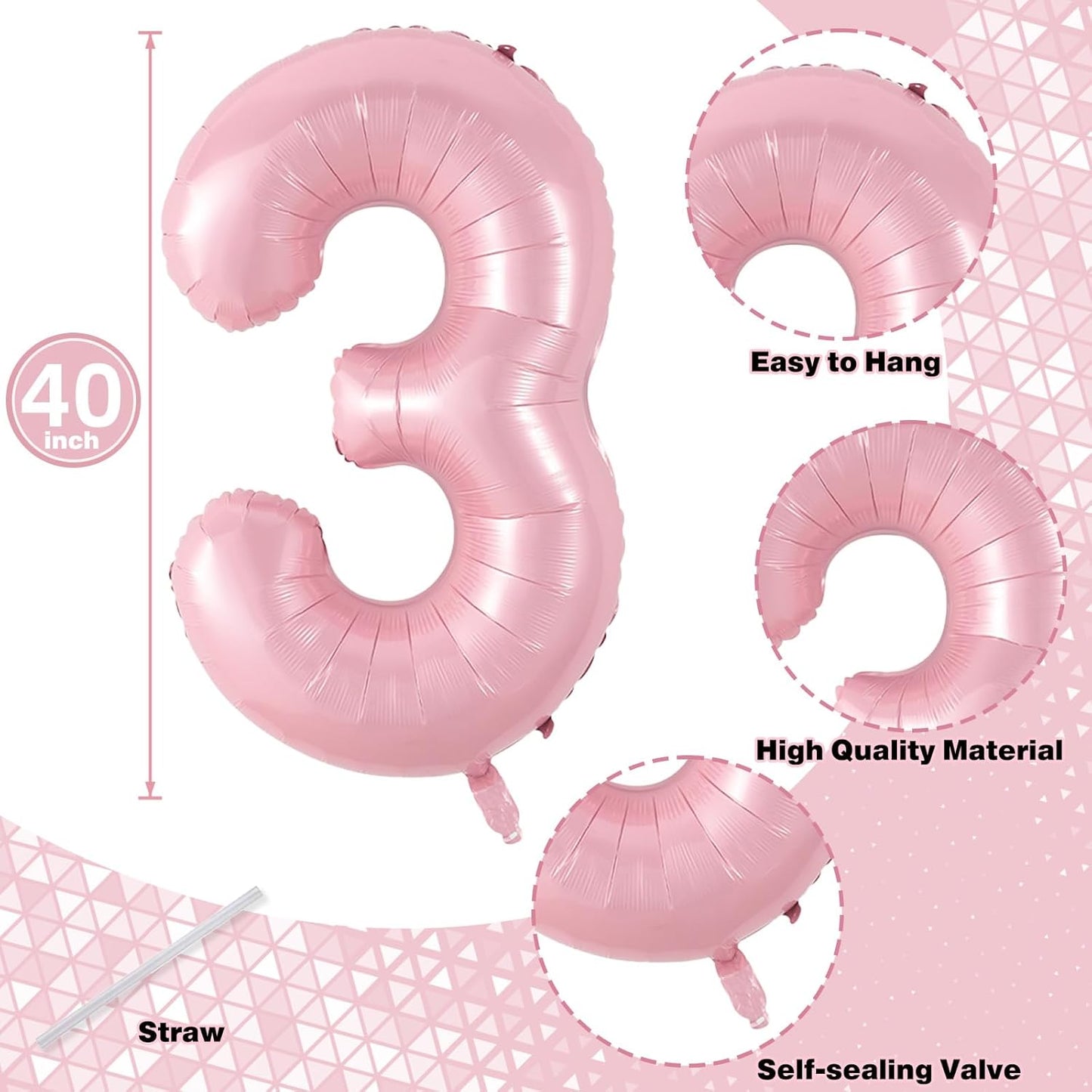 Big 13th Birthday Balloons, 40 Inch Pastel Pink Number 1 & 3 Helium Foil Balloons for 13 Year Old Birthday Decor, Self Inflating Mylar 31st Birthday Balloons for Girls Anniversary Party Decorations