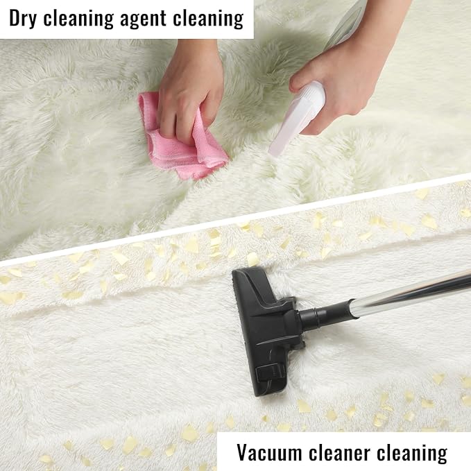 PAGISOFE Fluffy Shag Area Rugs for Bedroom Living Room, Cream White Super Soft - Image 8