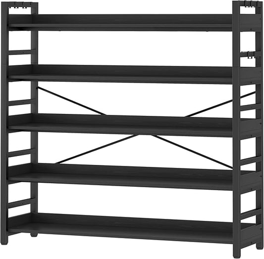 HCHQHS 5 Tier Bookshelf, Adjustable Industrial Bookcase, Vertical Tall Book by HCHQHS