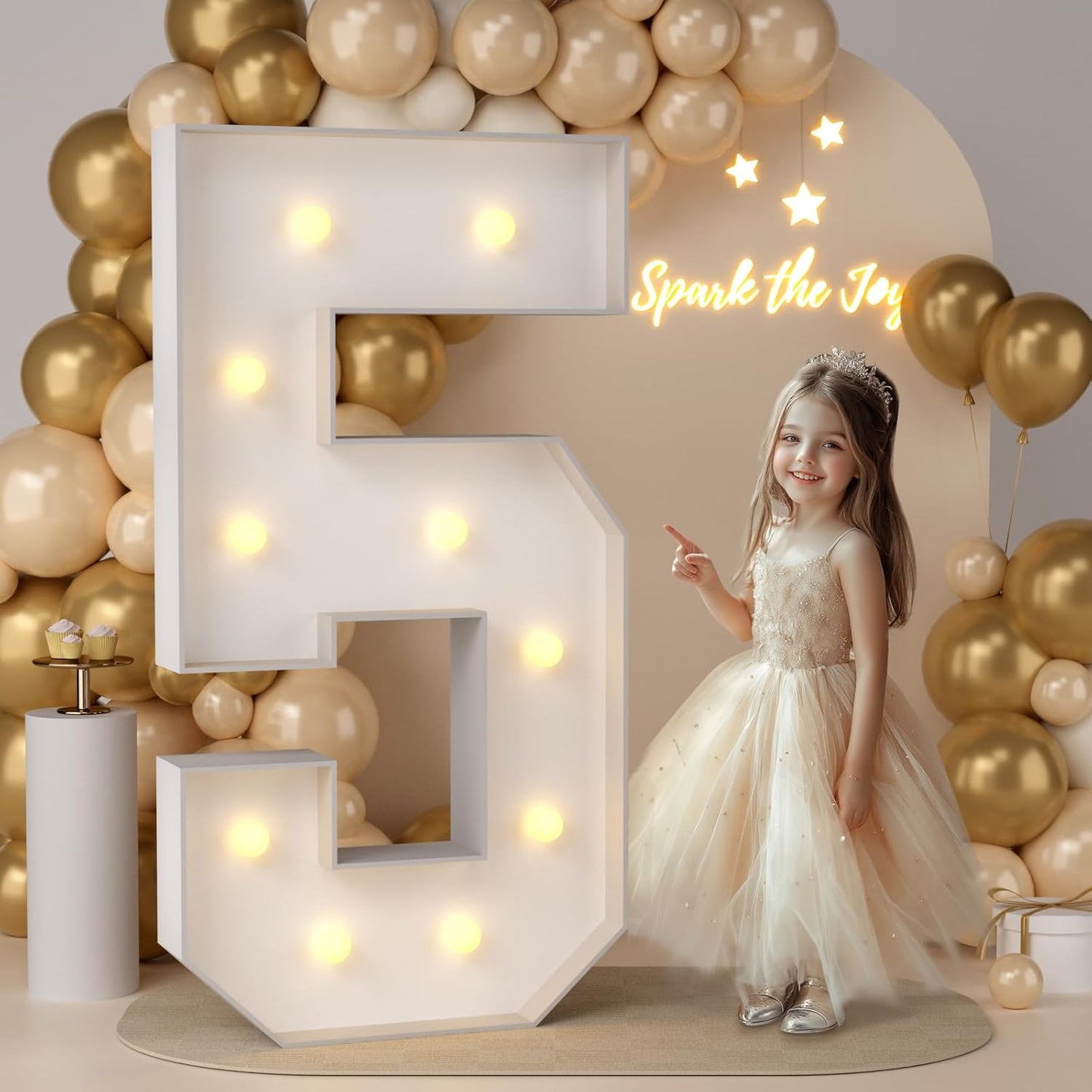 JoyMuse 4FT Marquee Numbers,Large Marquee Numbers 4 Feet Tall for Birthday Decorations Big 4FT Numbers with Light for Party Decor, Number 5