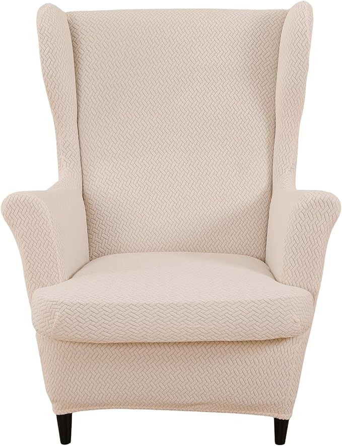 HAOYONG Jacquard Wingback Chair Cover Thickening Armchair Covers 2 Pieces by HAOYONG