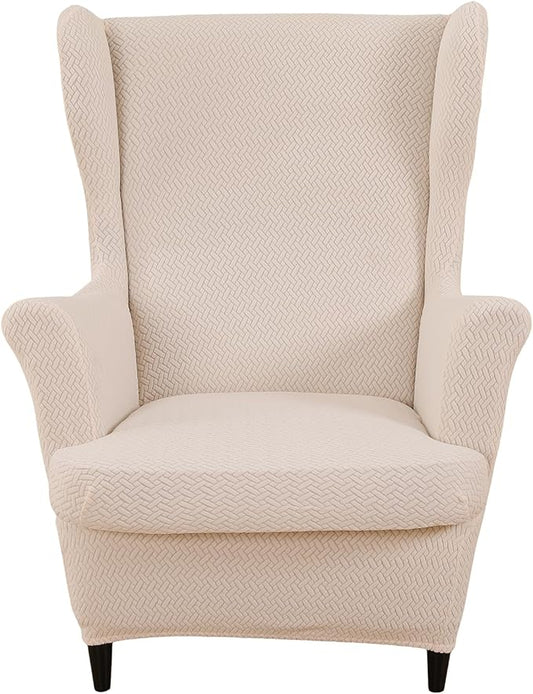HAOYONG Jacquard Wingback Chair Cover Thickening Armchair Covers 2 Pieces by HAOYONG