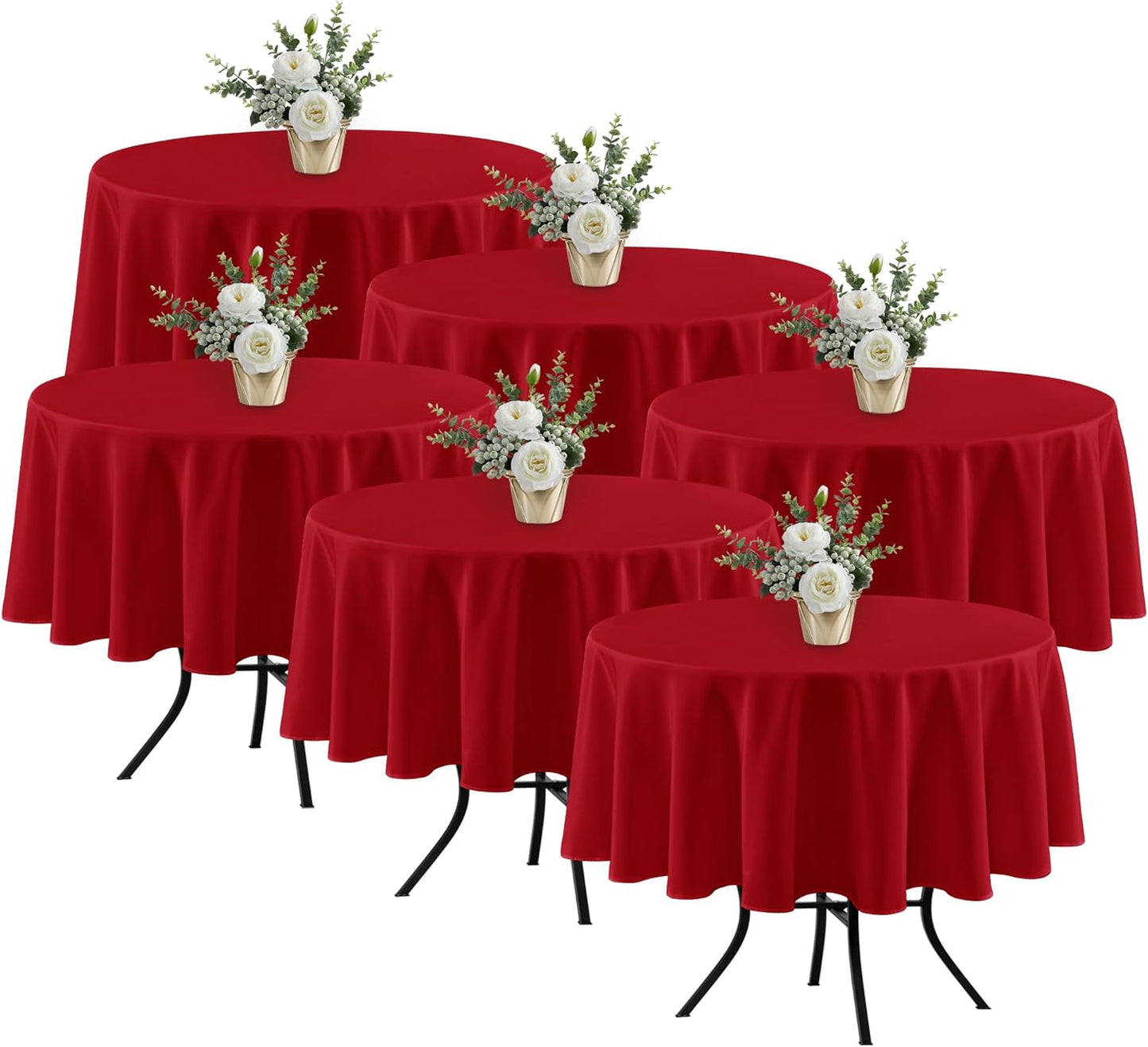 Fitable 6 Pack Red Round Table Clothes - 70 Inches in Diameter - Stain Resistant and Washable Tablecloths, Polyester Fabric Table Covers for Wedding, Party, Banquet, Gathering