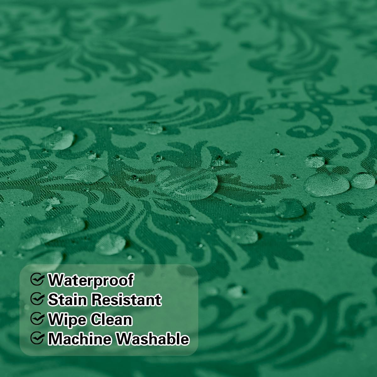 Jacquard Tablecloth Rectangle 60 x 120 Inch, Spill Proof Wrinkle Free Polyester Table Cloth, Durable Fabric Damask Table Cover for Dinning, Holiday, Party, Winter, Green