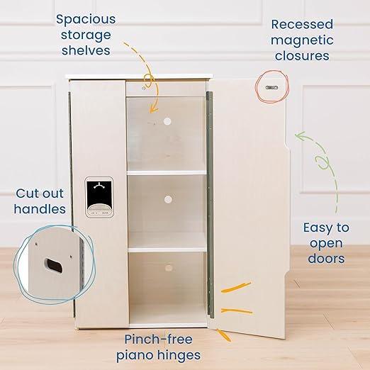 ECR4Kids Wooden Pretend Play Kitchen Refrigerator - Image 5
