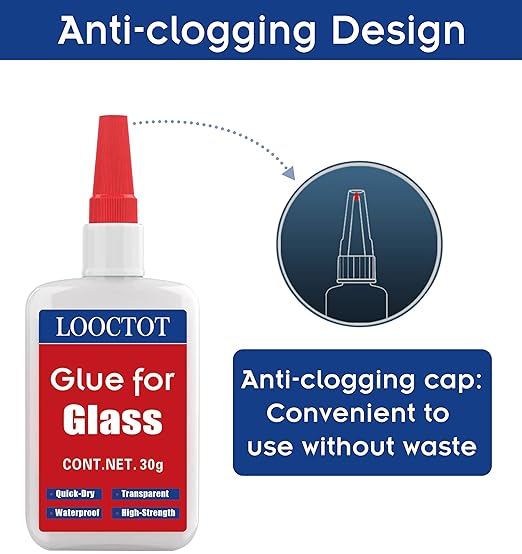 LOOCTOT 30g Glass Glue, Acrylic Adhesive, Super Instant Glue Bonding Between - Image 2