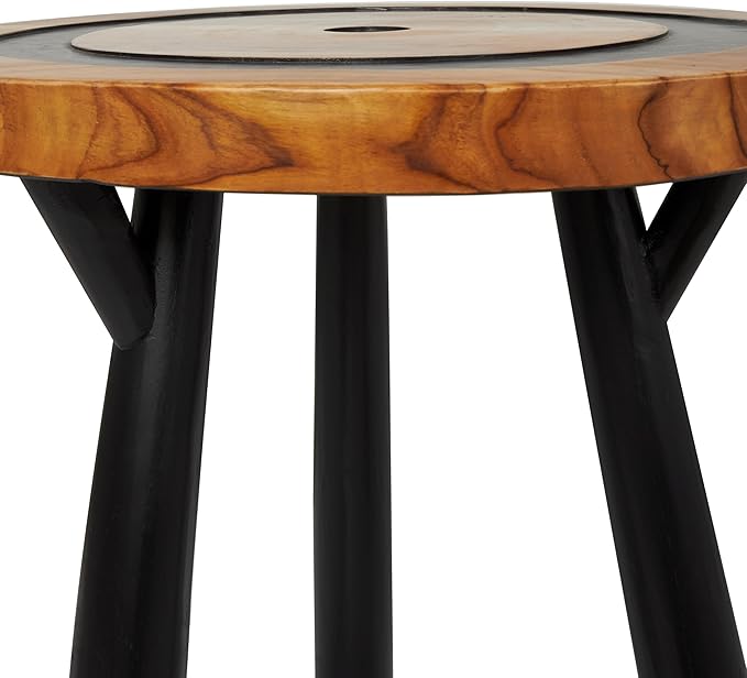 Deco 79 Teak Wood Geometric Side End Accent Table Layered Circle End Table - Image 6