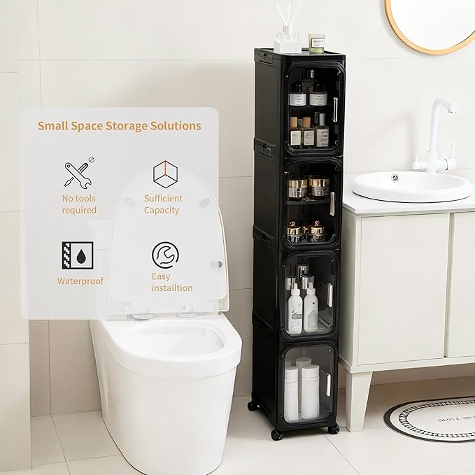 5-Tier Tall Narrow Storage Cabinet, Slim Bathroom Storage Cabinet - Image 3