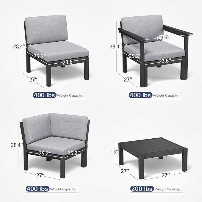 Stoog 6-Piece Patio Sectional Sofa Set, Modular Outdoor Furniture Set - Image 2