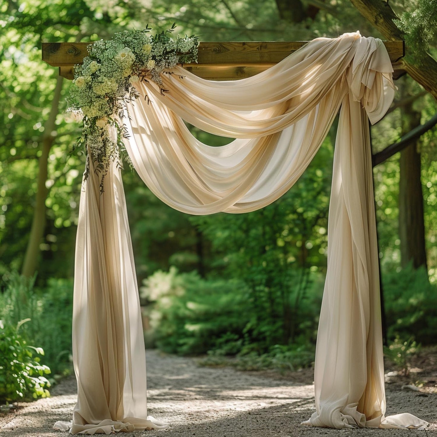 Wokceer Champagne Wedding Arch Draping Fabric Backdrop 3 Panels 28.7" X 20FT Sheer Drapes Fabric for Wedding Arbor Ceremony Party