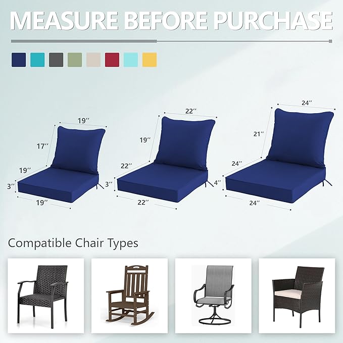 24x24 Inch Outdoor Chair Cushion - Image 6