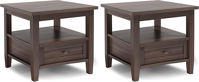 SIMPLIHOME Warm Shaker Solid Wood 20 inch Wide Transitional-Style End Tables in by SimpliHome