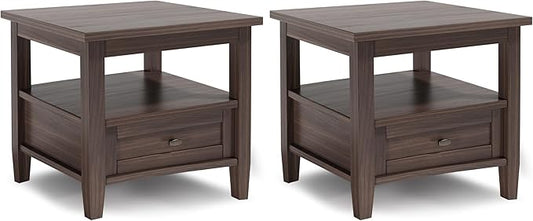 SIMPLIHOME Warm Shaker Solid Wood 20 inch Wide Transitional-Style End Tables in by SimpliHome