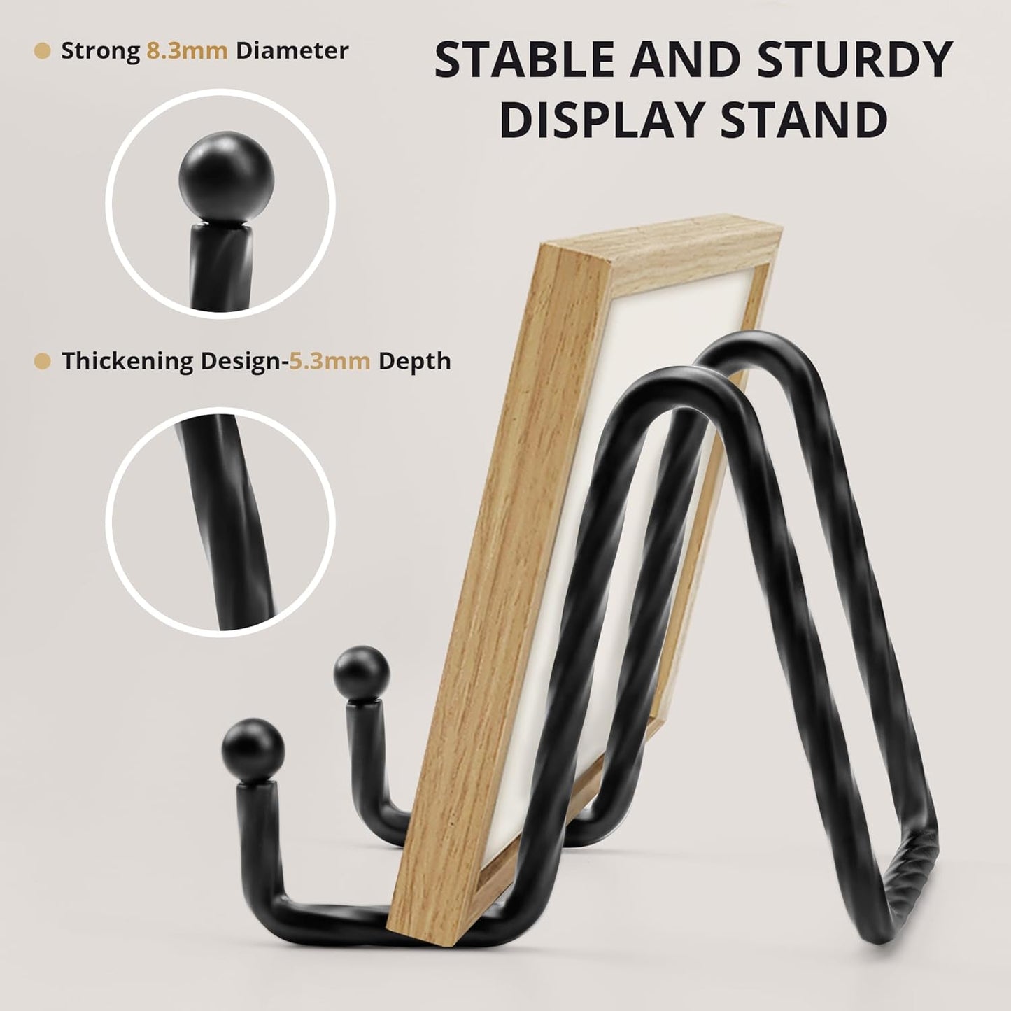 3 Pack 4.5inch YCLYC Picture Stands for Display, Black Metal Plate Stands for Display - Decorative Plate Stand, Plate Holder Display Stand, Picture Frame Stand - Plate Display Stands for Picture Stand