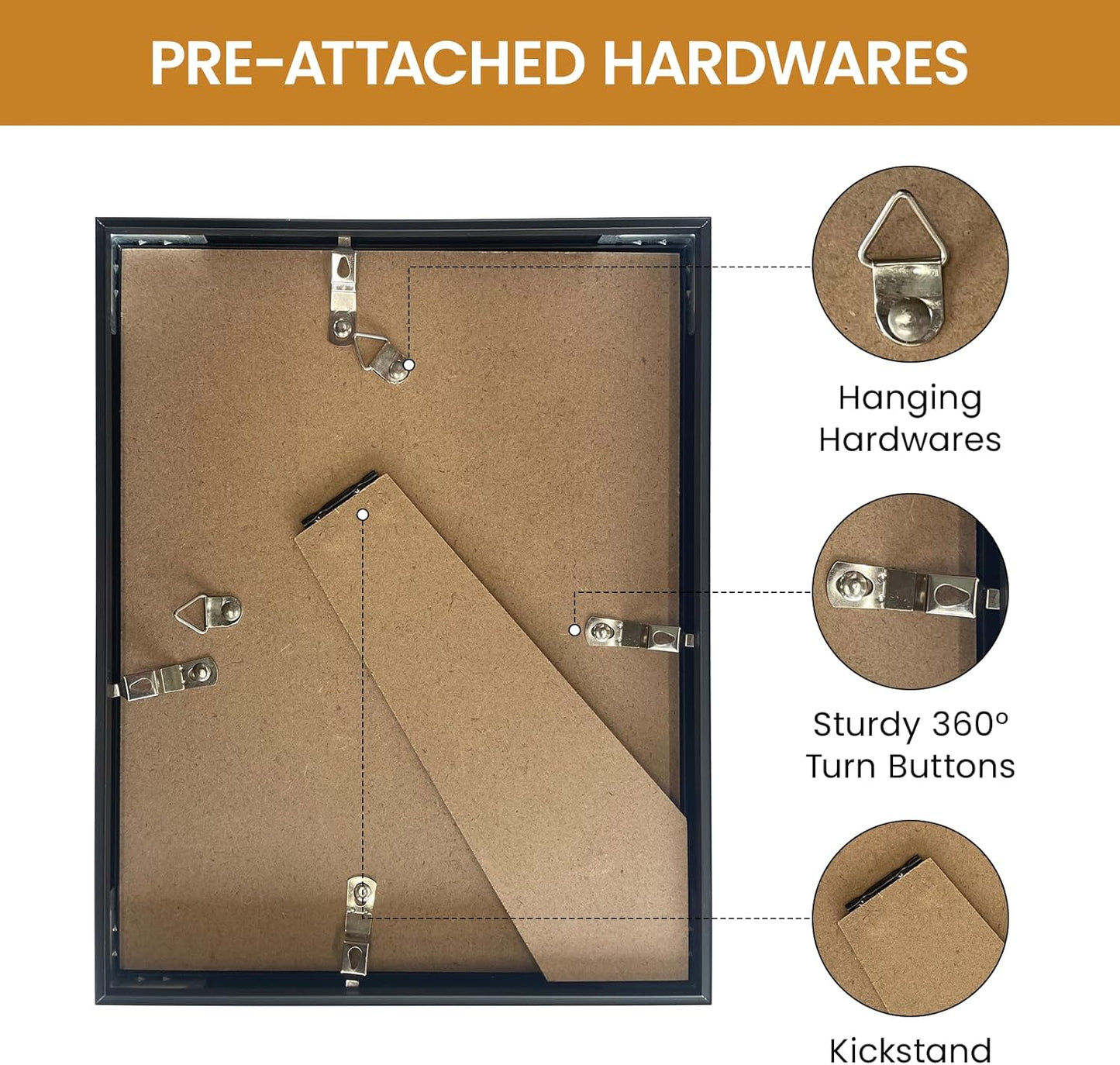 5x8 Aluminum Metal Picture Frame,Tempered Glass Gold Photo Frame 5x8 for Family Photo,Posters,Art,Document to Wall Mount Horizontally or Vertically