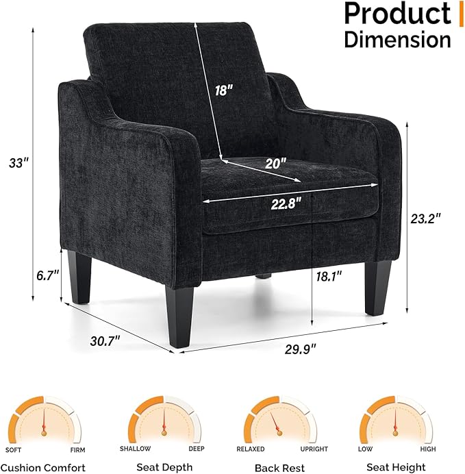 VINGLI Mid Century Modern Accent Chairs - Image 3