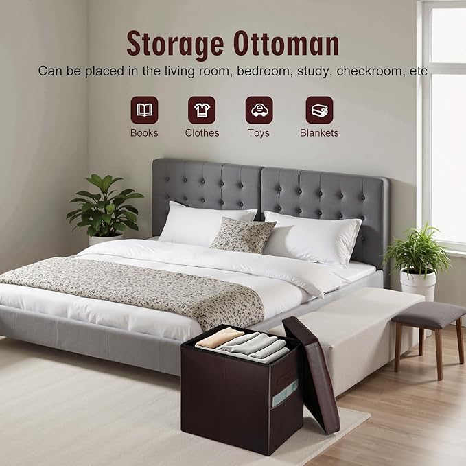 Storage Ottoman, Slim Tall Foot Stool - Image 5