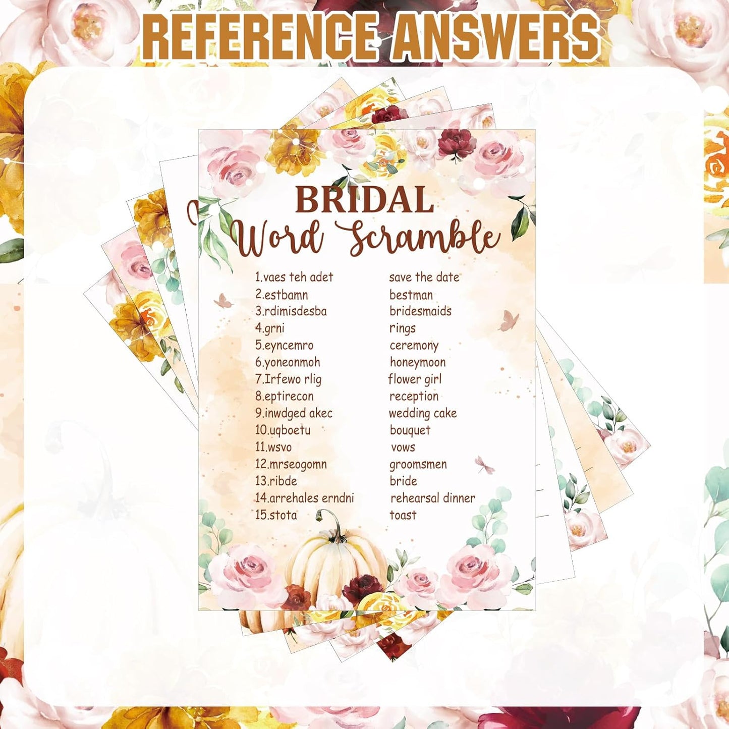 Estune 331 Pcs Bridal Shower Games Supplies, 5 Sets 250 Pcs Wedding Cards 1 Put a Ring on It Bridal Shower Games with 60 Rings and 20 Pencils(Fall in Love)