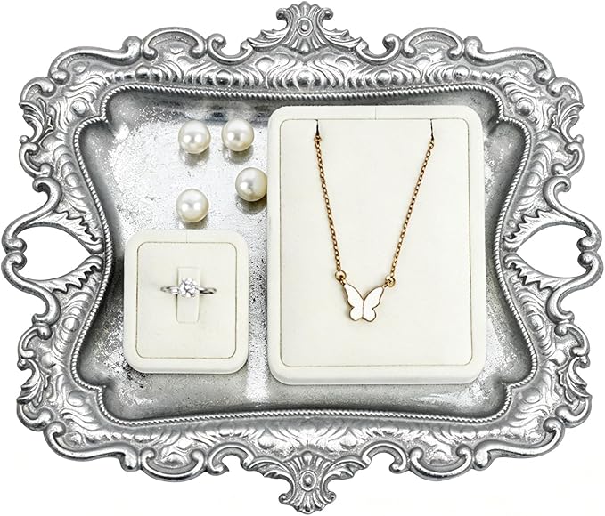 Funly mee 8 x 7 inches Antique Trinket Dish Vintage Jewelry Tray, Ring Holder by Funly+mee