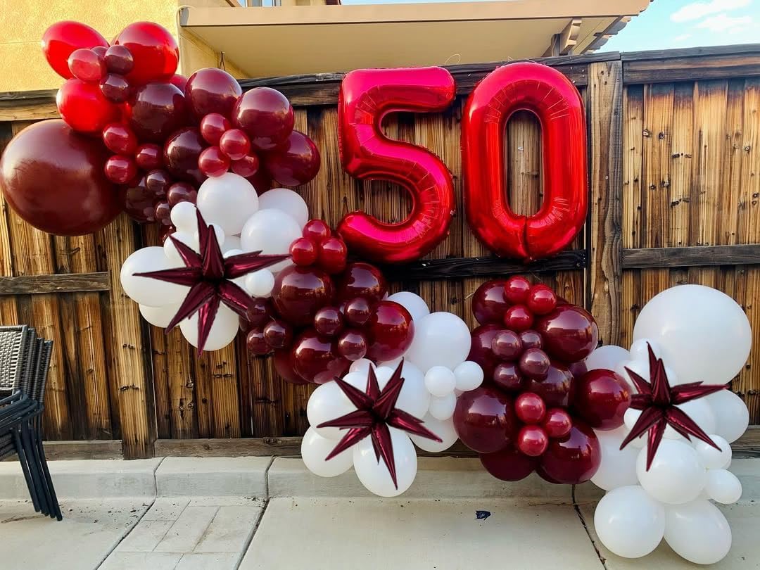 3pcs 26inch 3D wine red (Burgundy) Explosion Star foil balloon, wine red Foil Cone Star burst Balloons for Birthday Wedding New Year Party Event