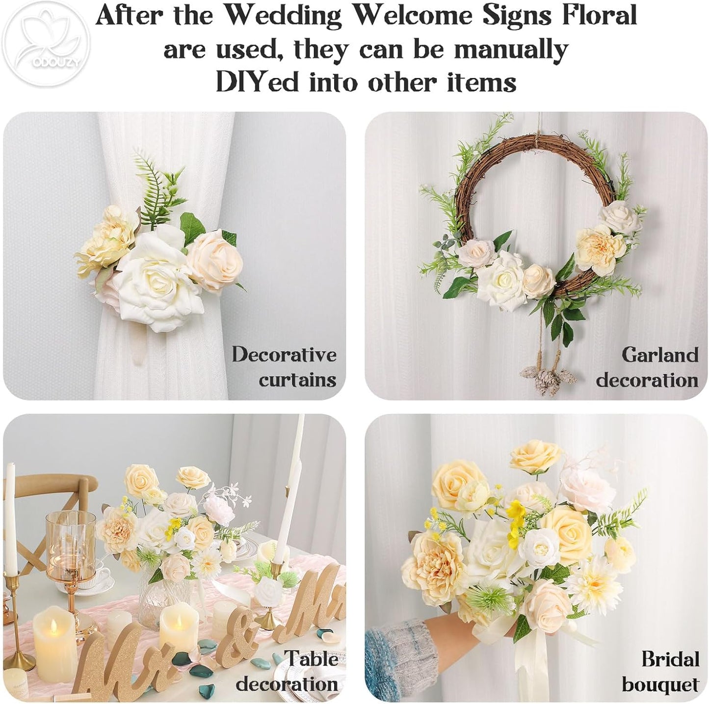 Wedding Arch Flowers Kit,Artificial Flower Arch Decor,2pcs Artificial Flower Arrangement for Wedding Decor Reception Backdrop Floral Decorations (Yellow)
