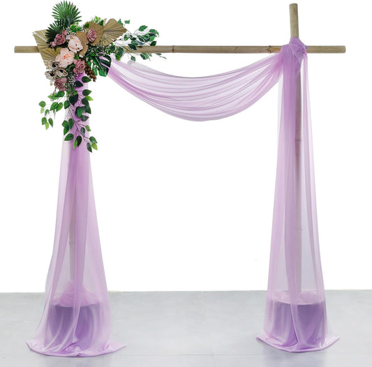VDS Pack of 2 Panel (30 Inch X 40 Feet) Wedding Arch Draping Fabric Sheer Chiffon Fabric Drapery for Wedding Ceremony Reception Swag Backdrop Canopy Chuppah ARBO Altars Decoration (Orchid)