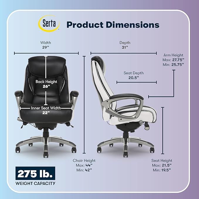Serta® Lautner Executive Home Office Desk Chair, Ergonomic High-Back - Image 2