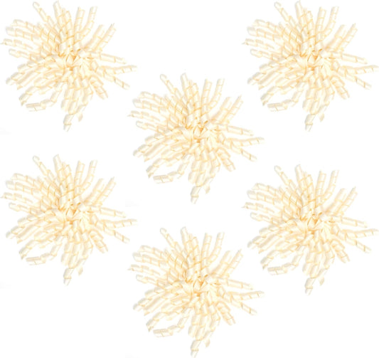 6 Inch Ivory Curly Bows for Gift Wrapping Set of 6, Self Adhesive Bows Ivory Gift Bows for Presents, Satin Ribbon Bows for Birthday, Wedding, Christmas, Bridal Shower, Gift Wrap Accessory