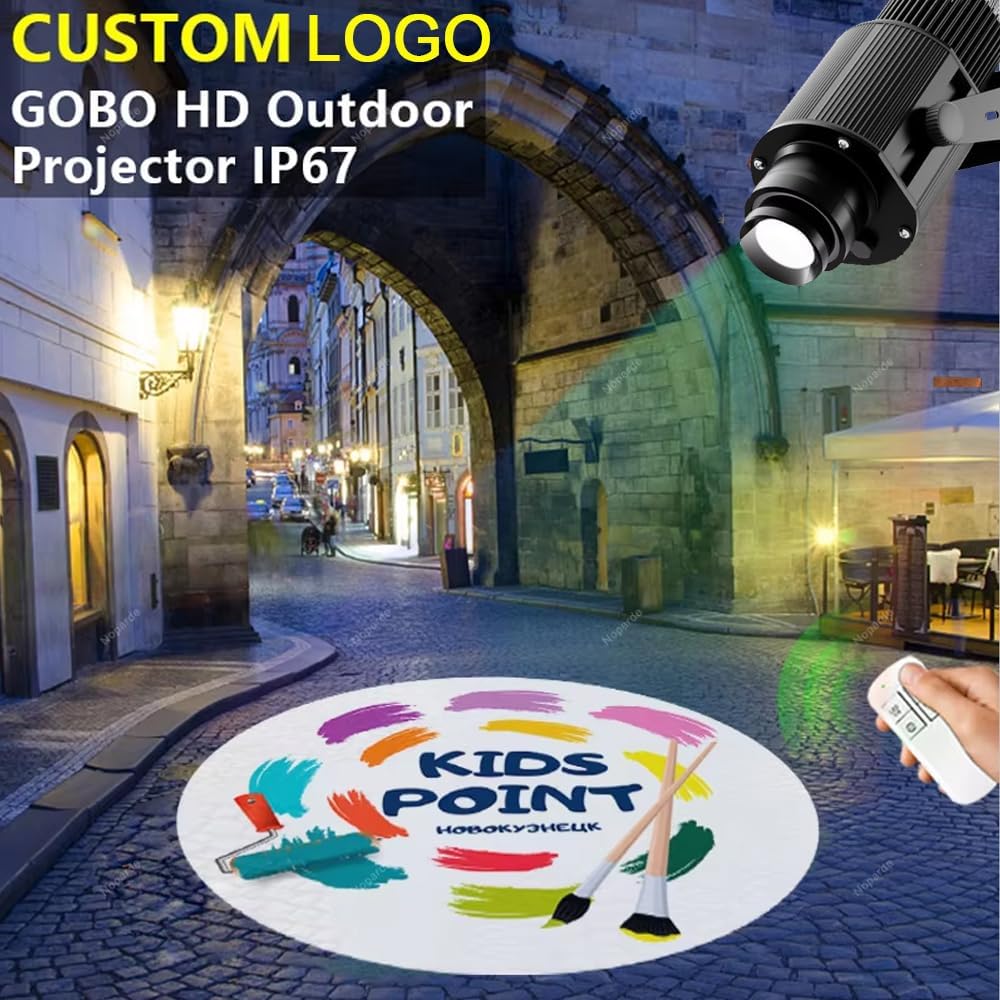 GOBO Projector Custom Logo Projector Lights for Store Business or Outdoor Wall Street Waterproof Ip67 HD Led for Shop Advertising and Wedding (110W)