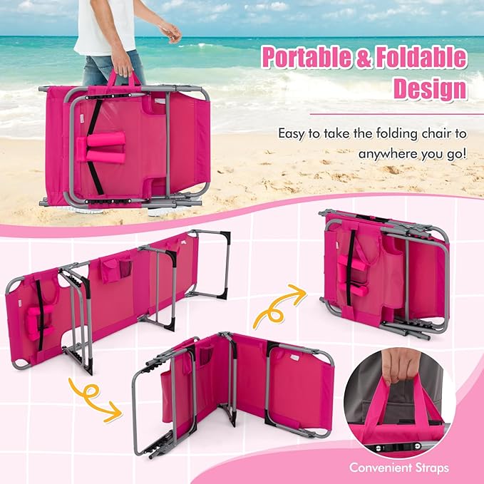 Goplus Tanning Chair, Folding Adjustable Patio Lounge Chair - Image 7