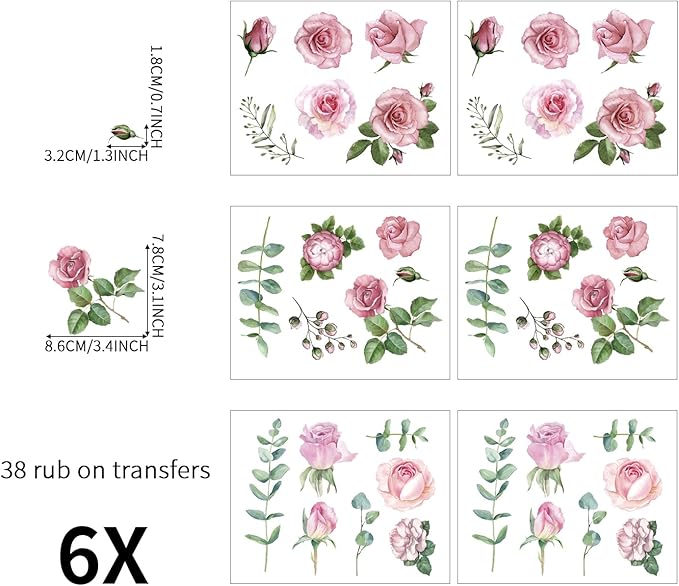 Vintage Floral UV DTF Stickers Rub on Transfers - Image 6