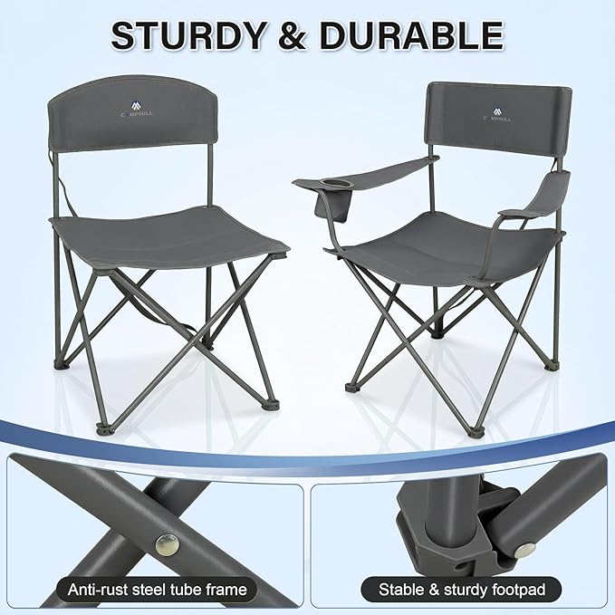 Camping Chair Set of 3, Outdoor Folding Camping Chairs - Image 4