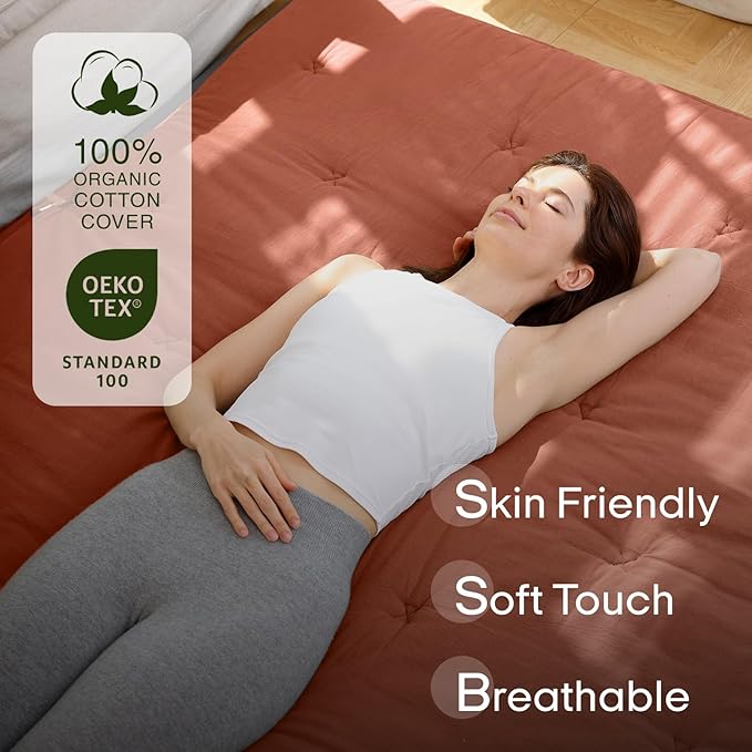 ZonLi Japanese Floor Futon Mattress Queen Size 80"x 60", 100% Cotton Cover - Image 2