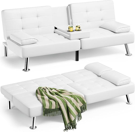 Homall Futon Sofa Bed, Leather Futon Couch by Homall