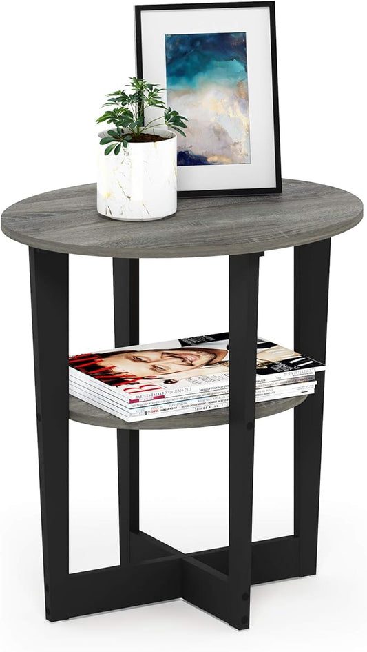 Furinno JAYA Side Table, 2-Tier Round Modern End Table by Furinno-FitsYourSpaceFitsYourBudget