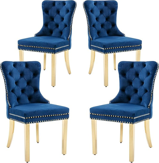 KCC Velvet Dining Chairs Set of 4, Upholstered High-end Tufted Dining Chair by KCC