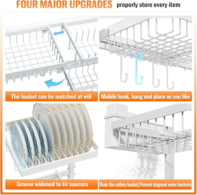 YKLSLH Over Sink Dish Drying Rack, Expandable Large Drying Rack, Suitable - Image 2