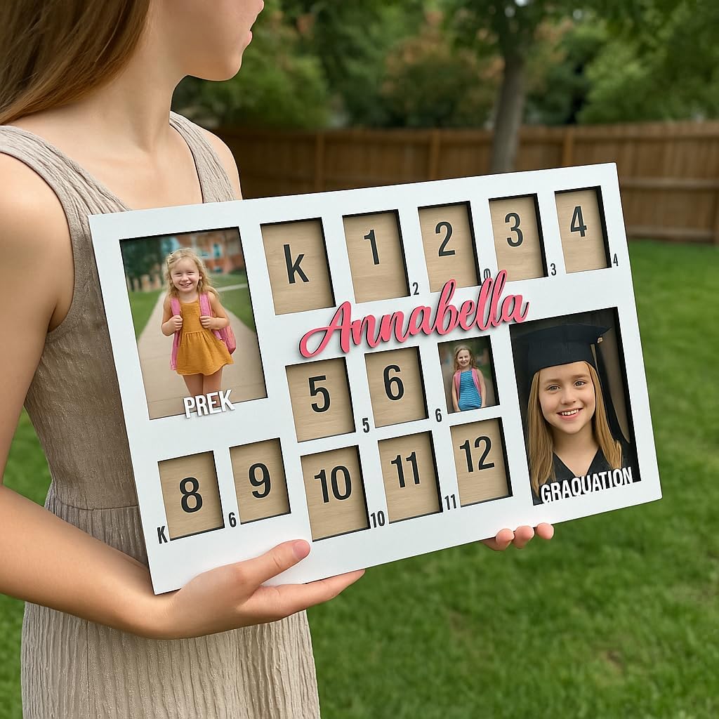 School Years Picture Frame Kids School Frame Graduation Photo holder K-12 Picture holder Preschool to Graduation display Photo Collage display Picture Frames pre K-12 Years(PRE K-Graduation)