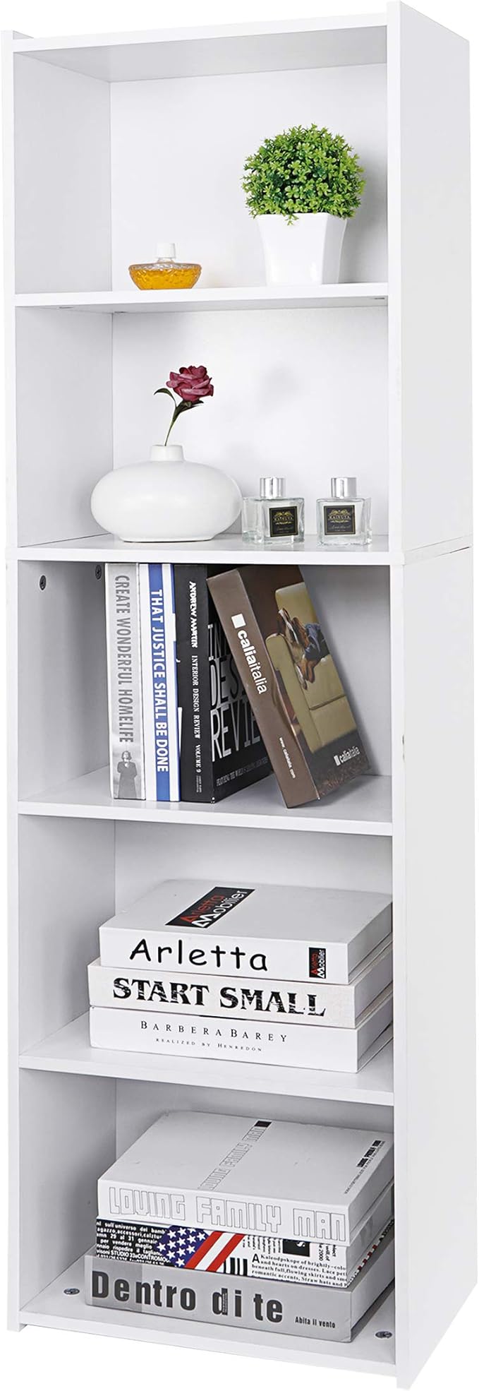 5 Tier Open Bookshelf, 52 Inch Bookcase Storage Rack - Image 6