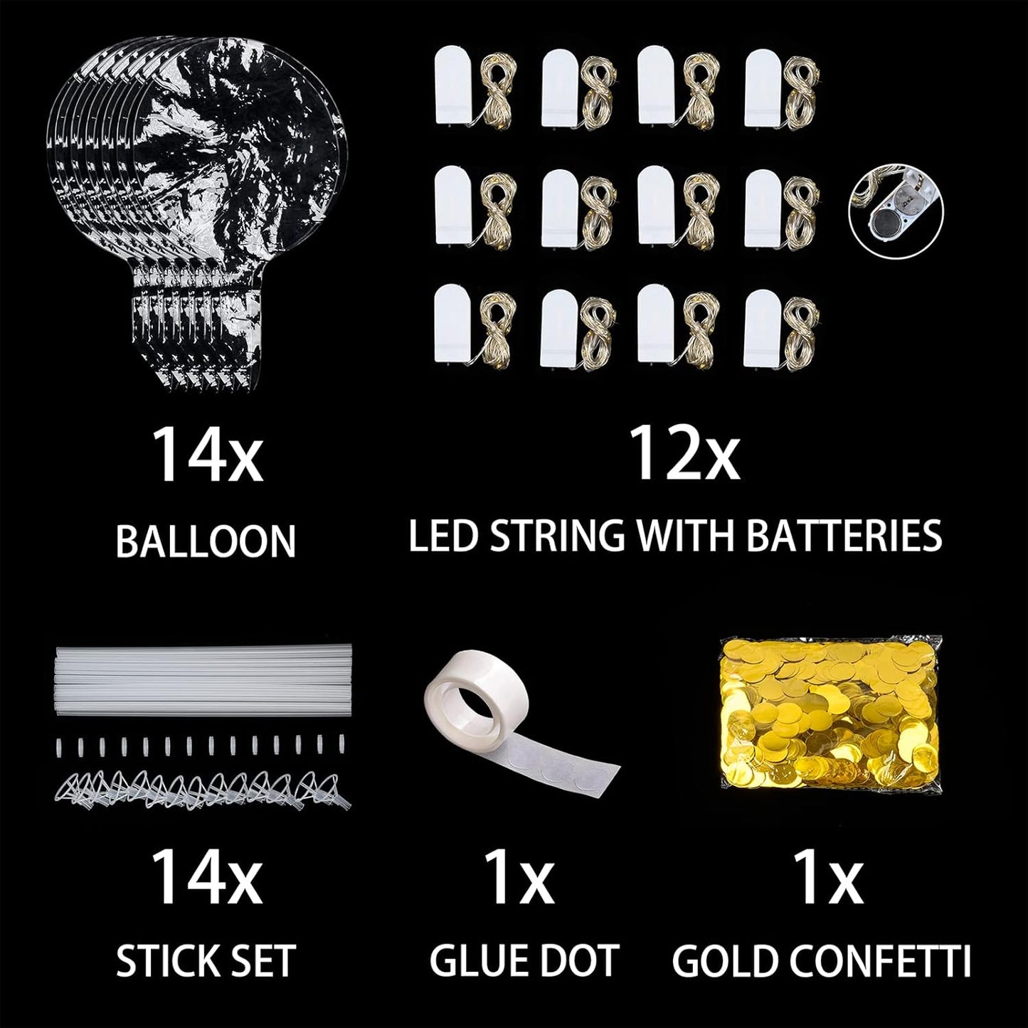 12 Pack Big Light Up BOBO Led Balloons with Sticks - Clear Balloons with Lights, Glow in the Dark, Flicker in the Daylight - Perfect Glow Party Supplies for Birthday, Wedding, Graduation