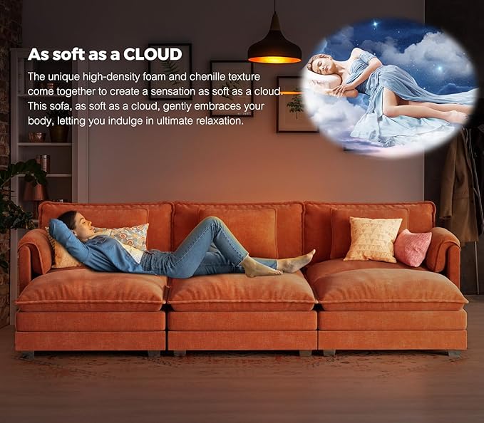 ELUCHANG Oversized 116" Modular Sectional Sofa, Comfy Cloud Couch, U Shaped - Image 4