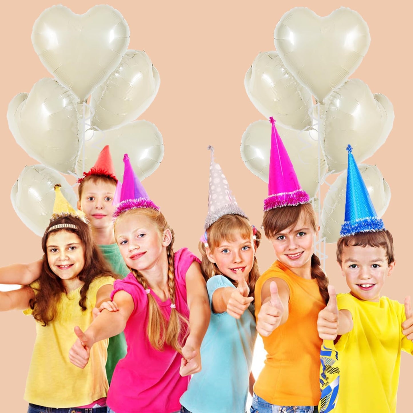 TONIFUL 30Pcs 18 Inch Cream White Heart Balloons Cream White Heart Shape Foil Mylar Balloons Decoration for Birthday Valentine's Day Wedding Bridal Shower Anniversary Engagement Party Supplies